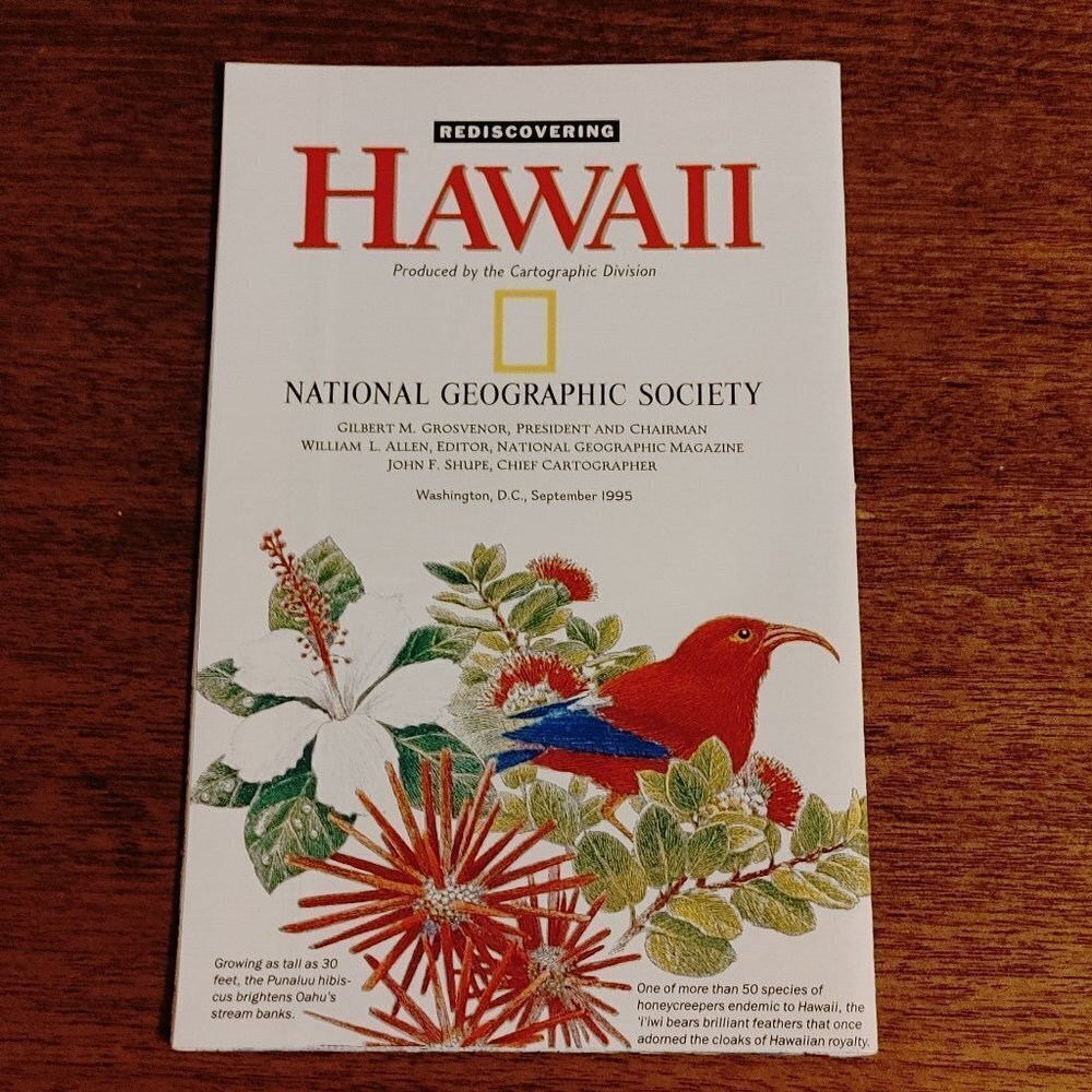 National Geographic September 1995 Map Hawaii Molten Earth to Modern Cities
